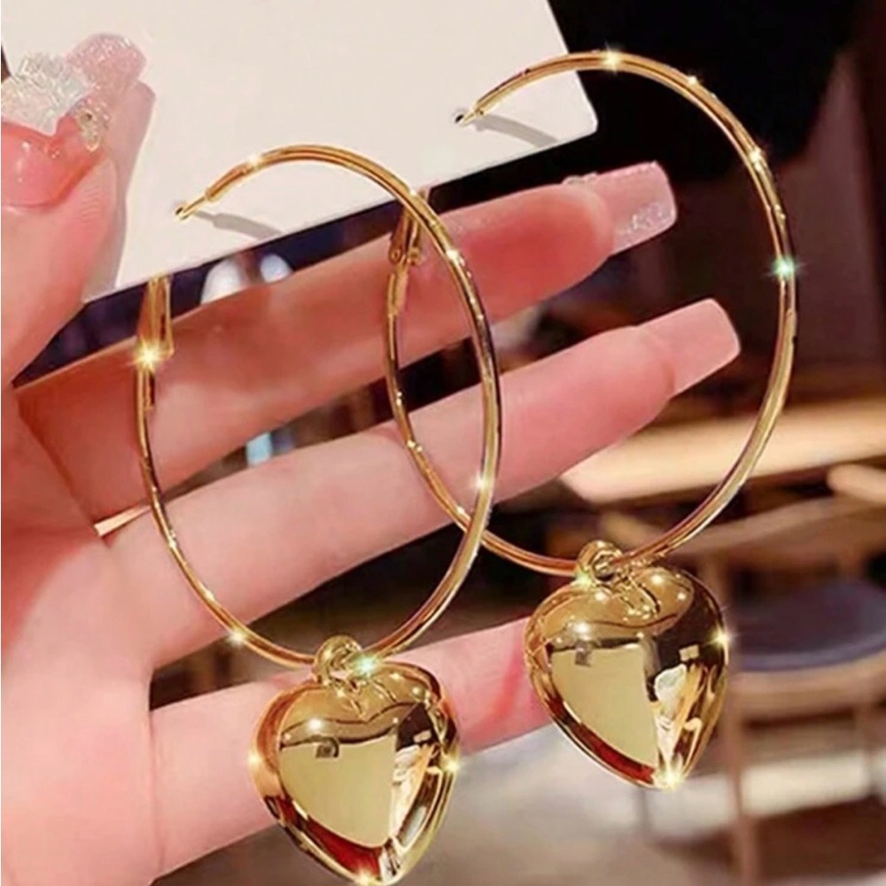 Gold Heart Hoop Earrings